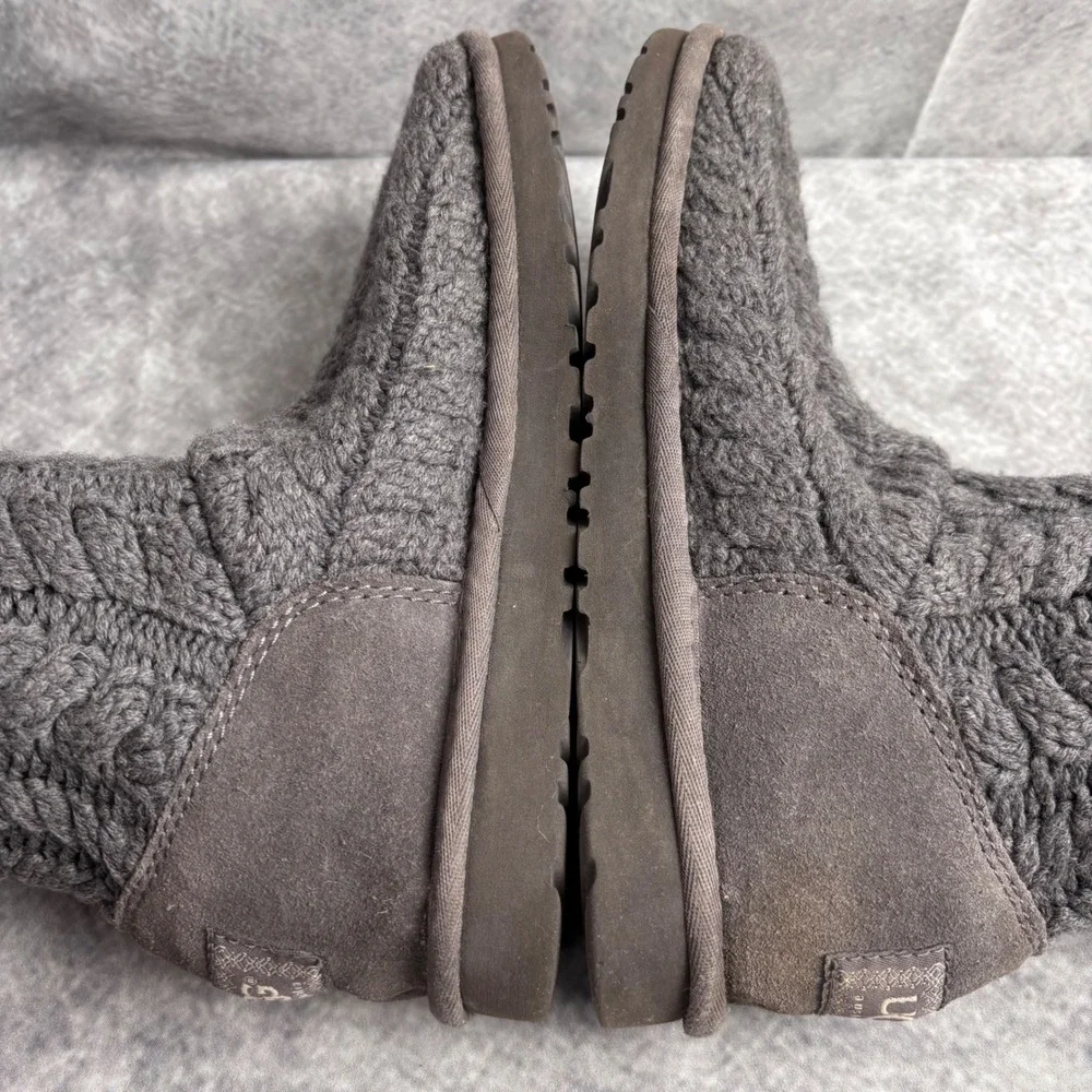 UGG Tularosa Women's‎ Gray Cable Knit Mid-Calf Boots Sheepskin Lined 3177 SIZE 8